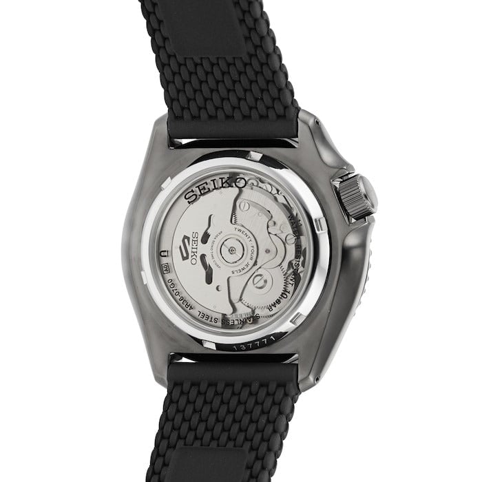 Seiko 5 Sports SKX Series Automatic Black Dial Black Silicone Strap Watch for Men - SRPD65K2 - Image 7